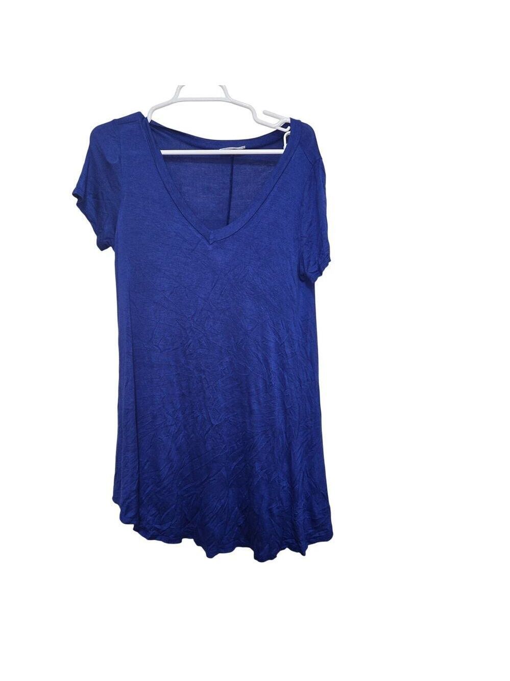 Frumos Royal Blue V Neck Swing Tunic Mini Dress Medium Made USA